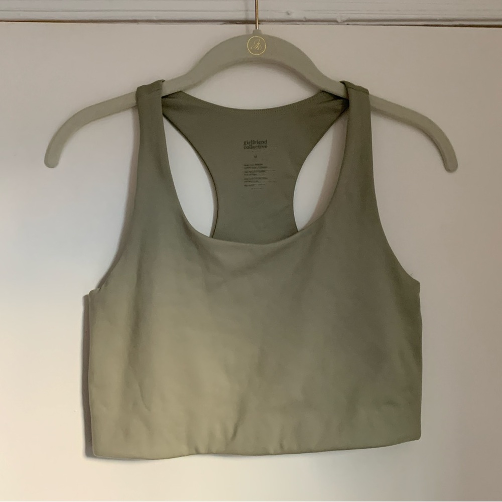 girlfriend collective Olive Green Racerback Sports Bra